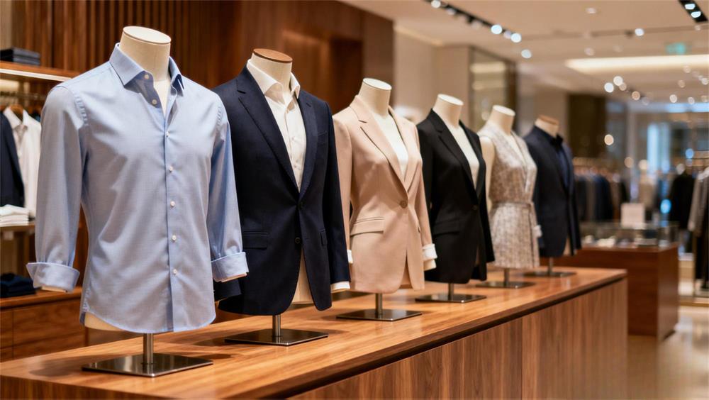 Professional male and female torso mannequins used for countertop apparel displays.