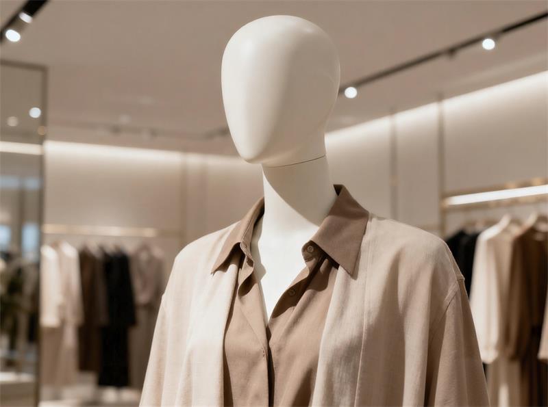 mannequin styling detail in sustainable visual merchandising display