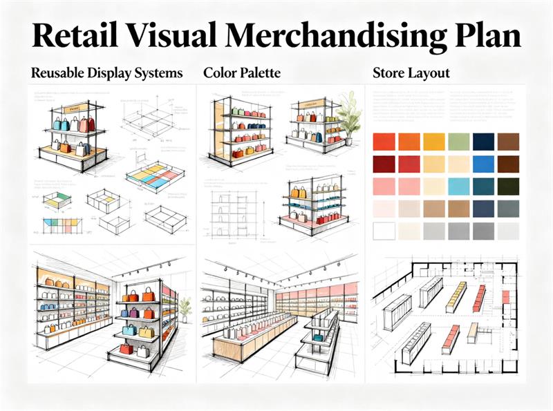 sustainable visual merchandising planning concept board