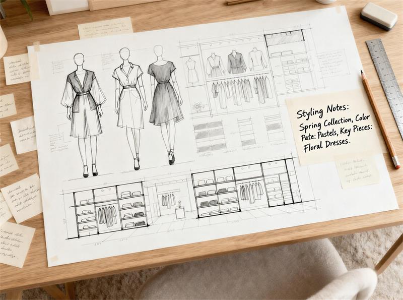 mannequin lifecycle planning concept board for retail displays
