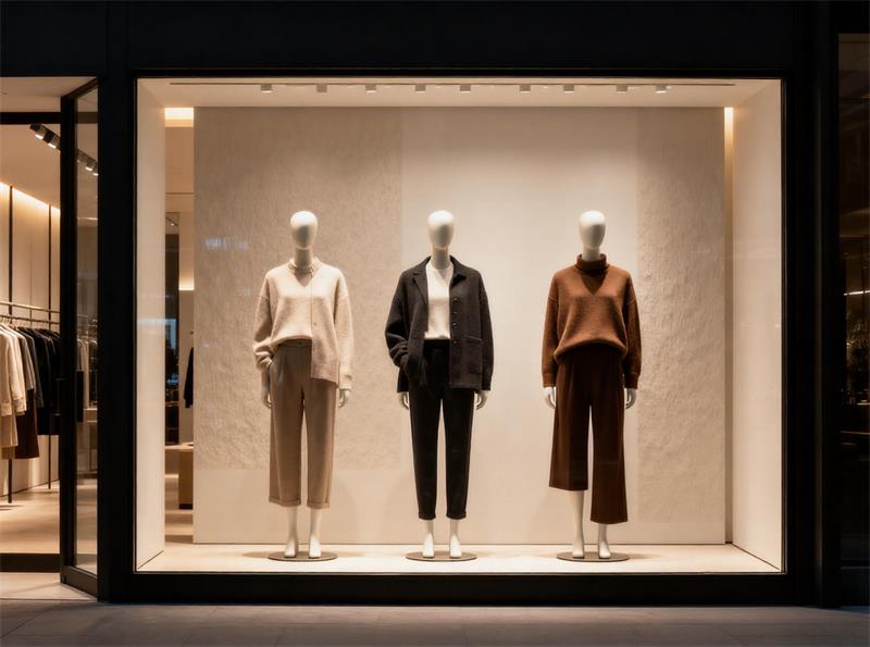 fashion store window display using retail mannequins