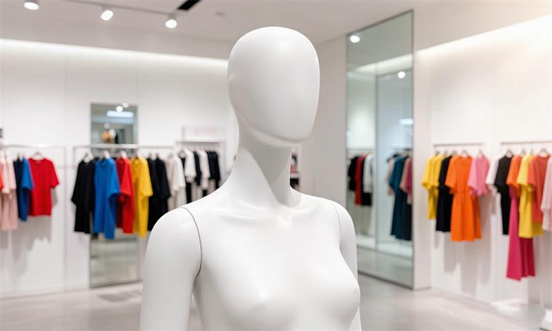 Clean white ABS plastic mannequin in a modern fast-fashion retail environment Clean white ABS plastic mannequin in a modern fast-fashion retail environment