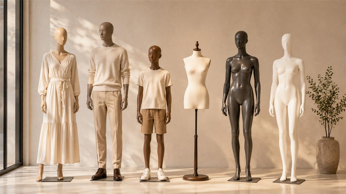 Comparison of retail display mannequin types for a store plan