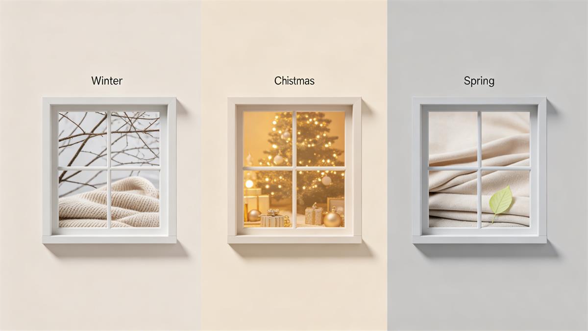 Three phase winter window display calendar from November to February Three phase winter window display calendar from November to February