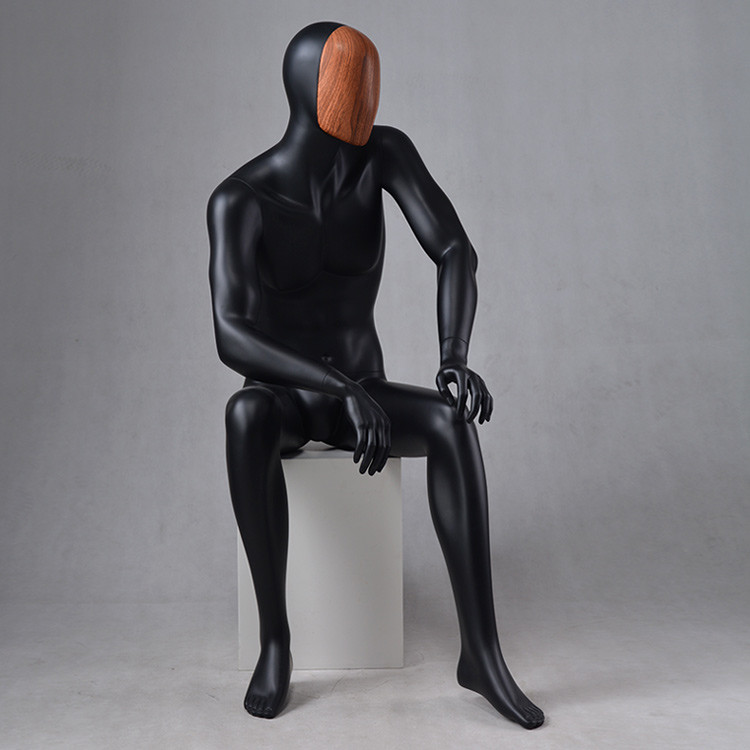 MAX-4N Custom black mannequin male sitting dummy mannequin