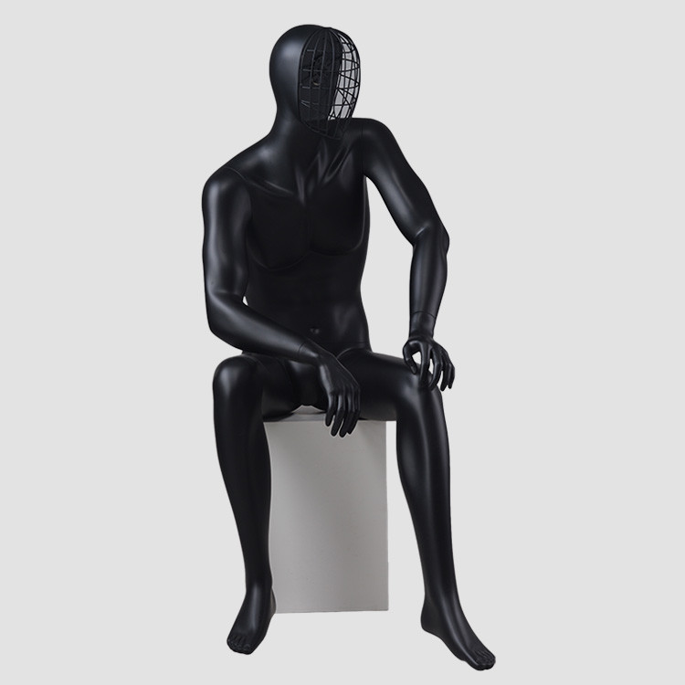 MAX-4N Sitting change face mask black mannequin male