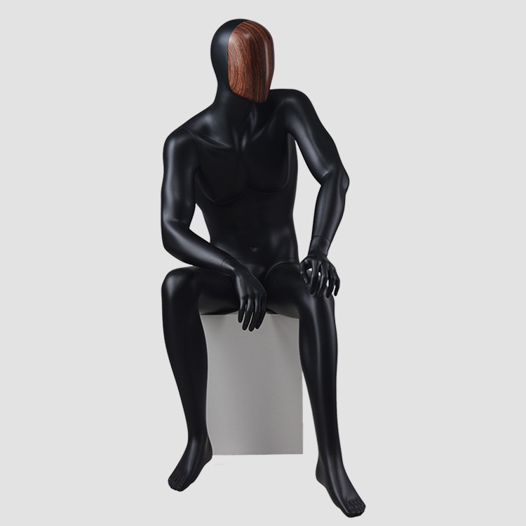 MAX-4N Change face mask black sitting mannequin male for display