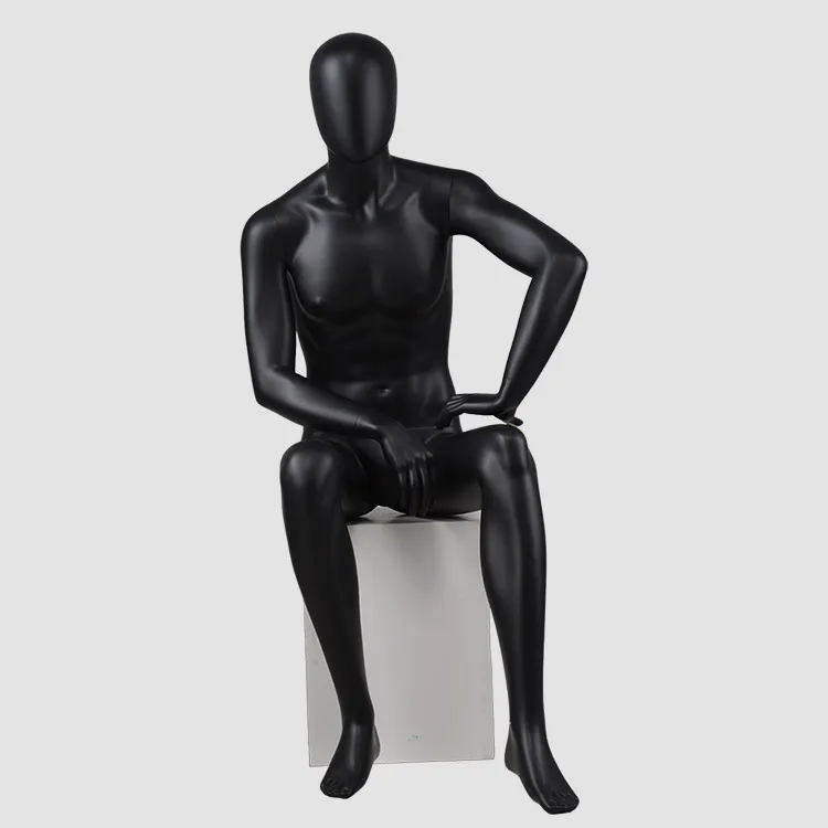 CM-01 Sitting black mannequin male for display