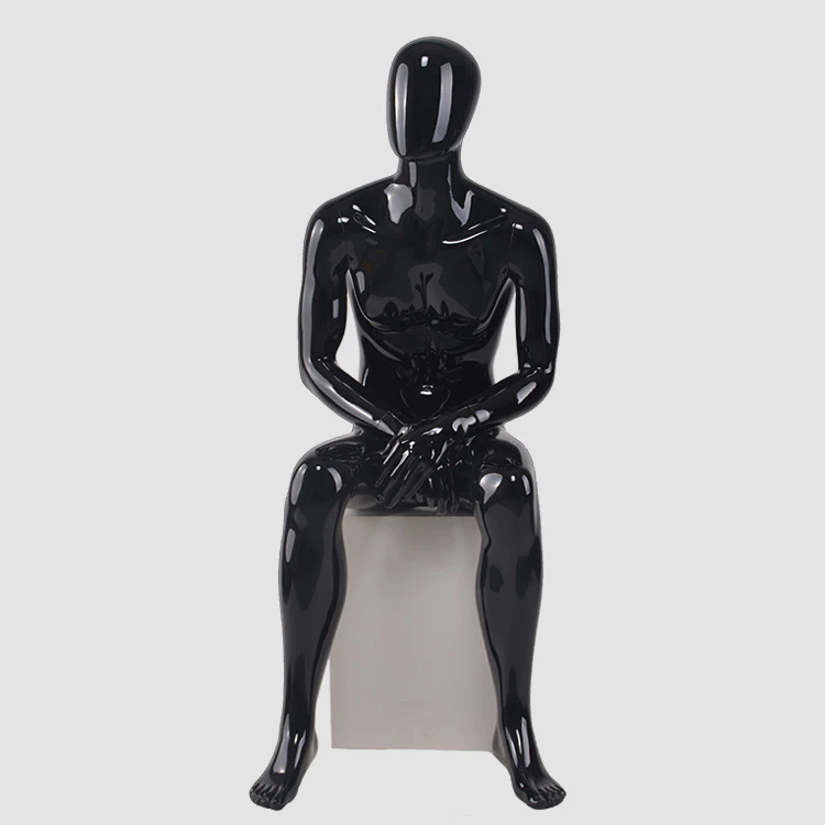 YB-4 Full body glossy black fiberglass male mannequin for dsiaply