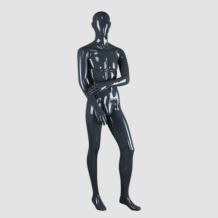 BOM-7 Men size glossy black male mannequin full body clothing store mannequins