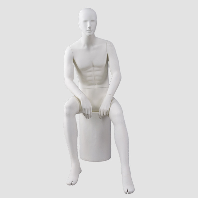 MKHF-4 Sitting matte white male mannequin for clothes display