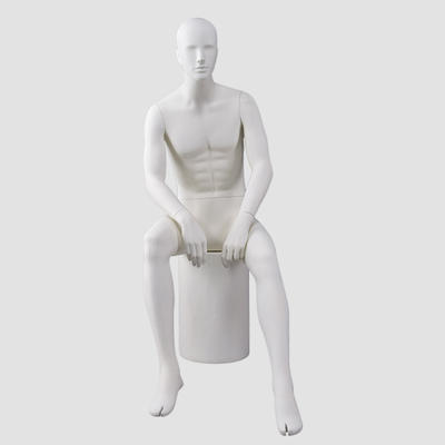 MKHF-4 Sitting matte white male mannequin for clothes display