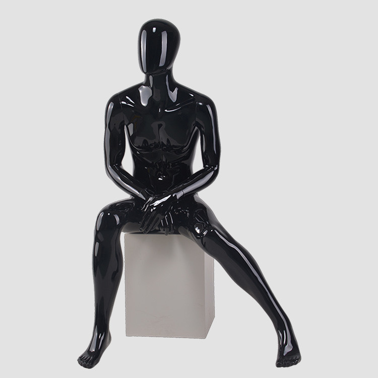 M3401 Glossy black sittting male mannequin for business suit display