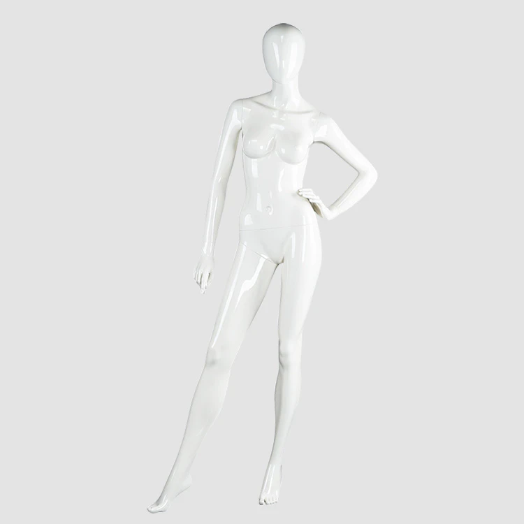 LADF-4 Glossy white fiberglass female mannequin for clothes display