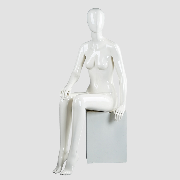 SQF-3 Glossy white egg head female sitting mannequin on sale