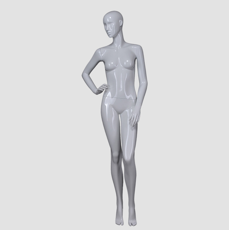 KF-10 Fashion glossy white fiberglass female dress mannequin