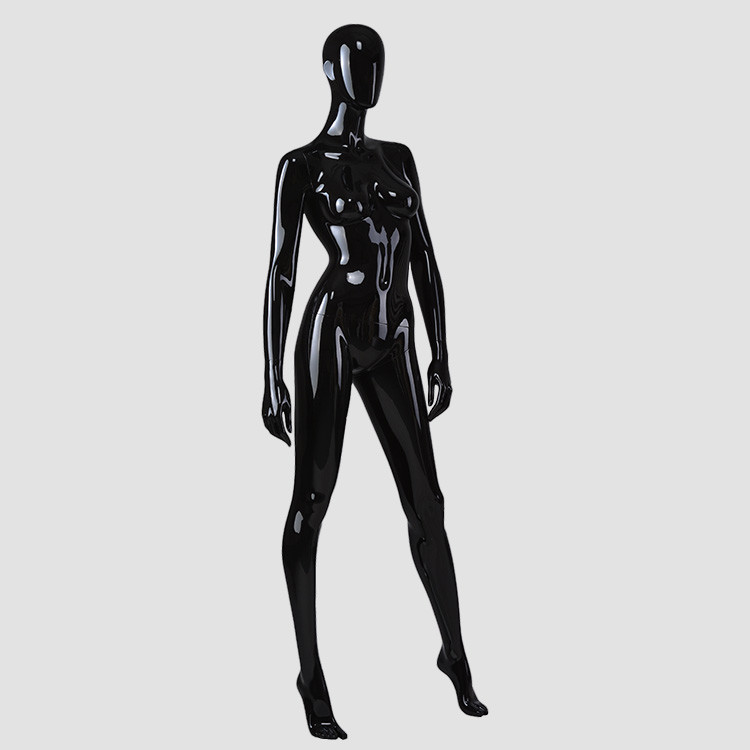 F-2204-AH  Black female full body fiberglass mannequin for garment window display