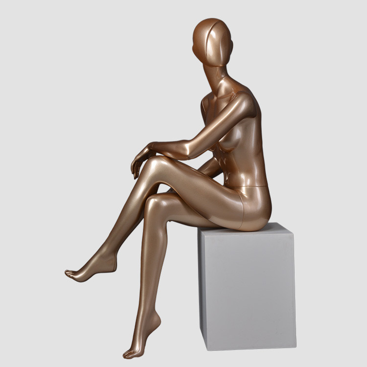 DYF-7 sexy pose female mannequin sitting  full body gold mannequin