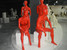 Glossy pink female and male mannequin
