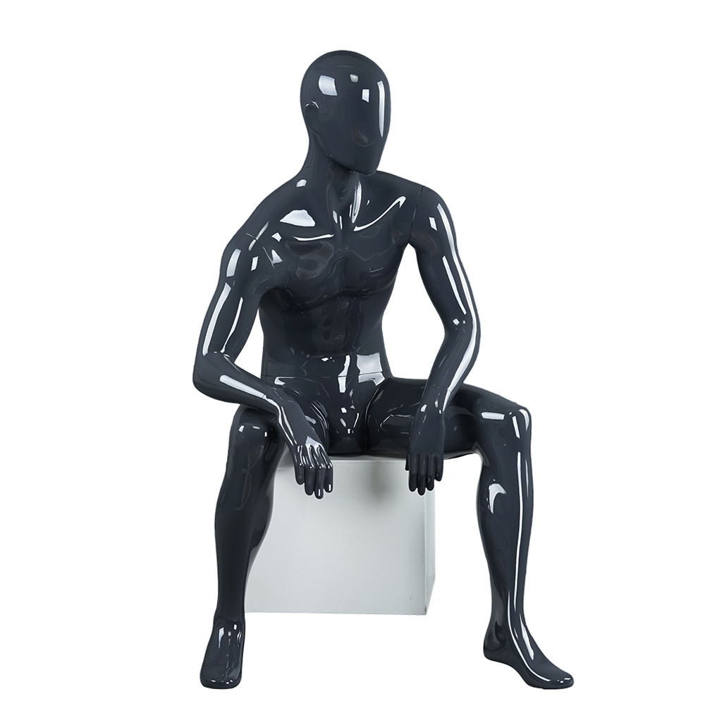 RTM-5 Black glossy male sitting mannequin store display mannequin