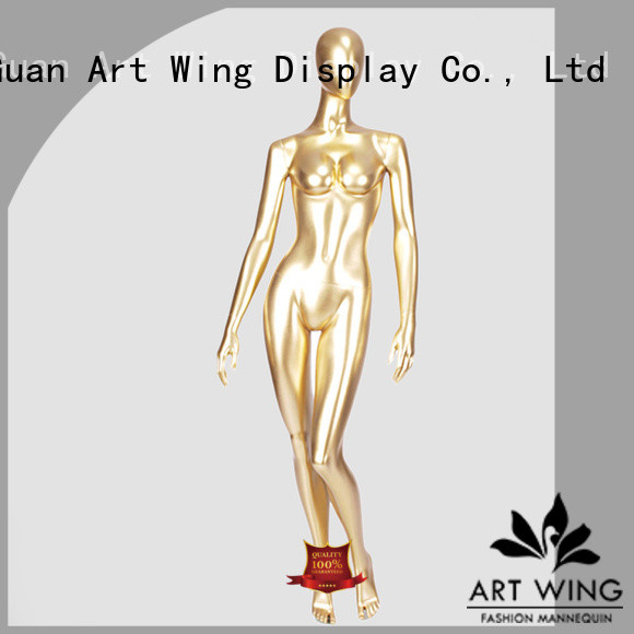 Art Wing gold poseable female mannequin personalized for shrit