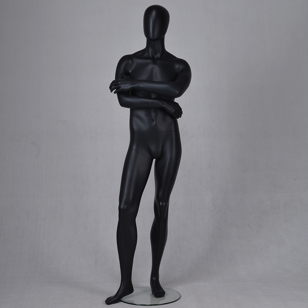 YB-6 Standing matte black full body male model mannequin for sale