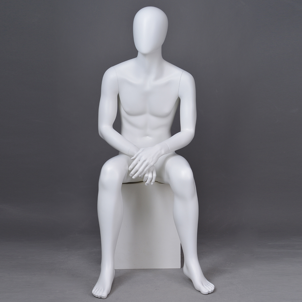 YB-4 New design sitting male mannequin full body matte white mannequin men