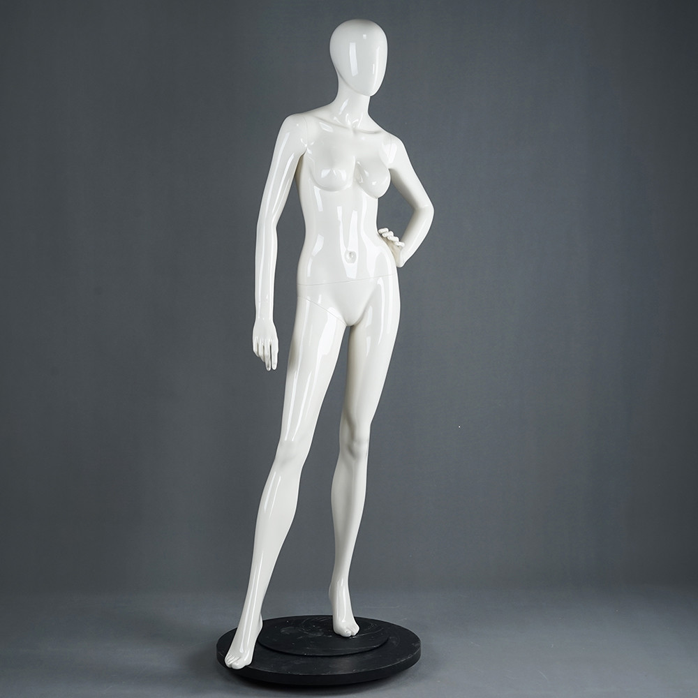 LADF-4 Glossy white fiberglass female mannequin for clothes display