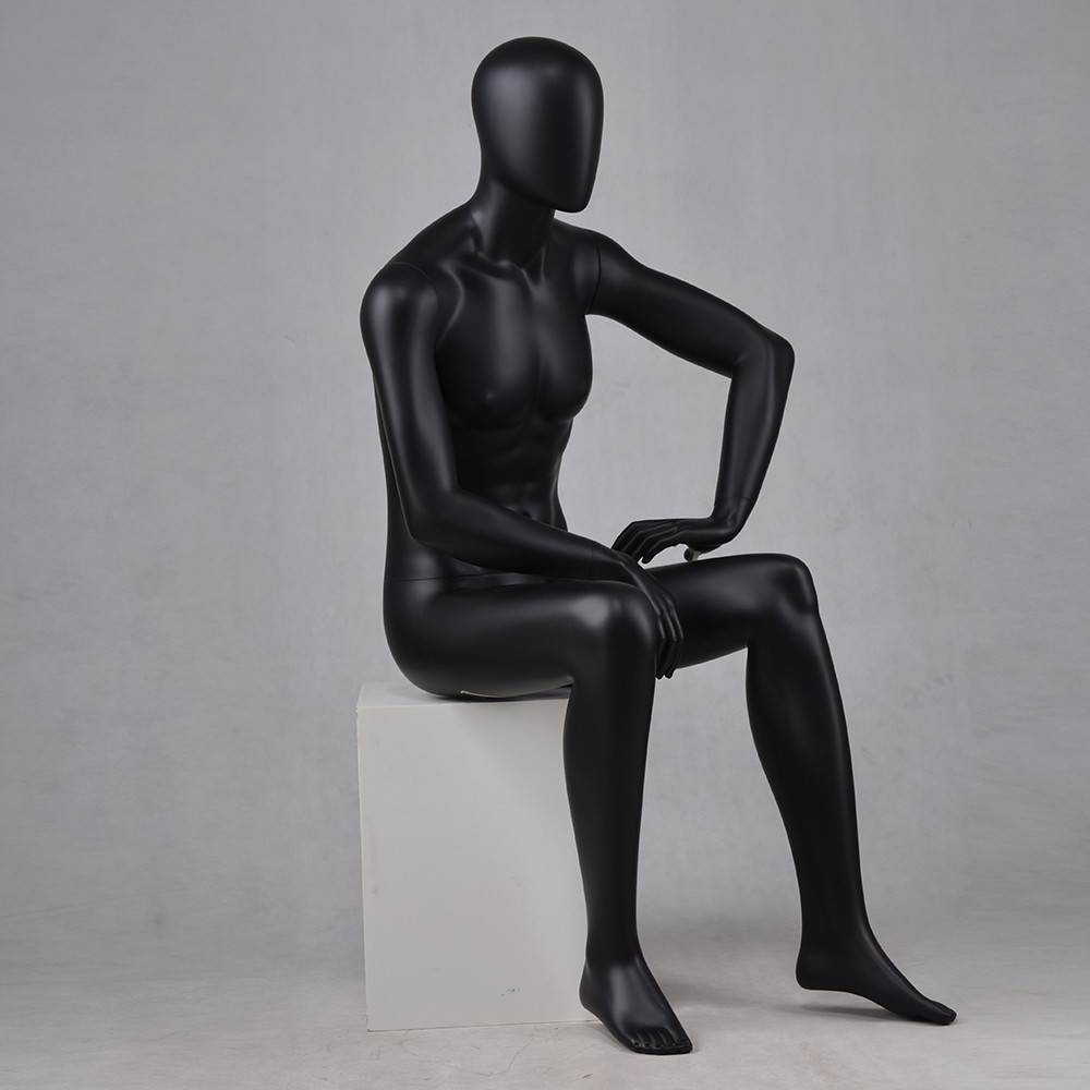 CM-01 Sitting black mannequin male for display