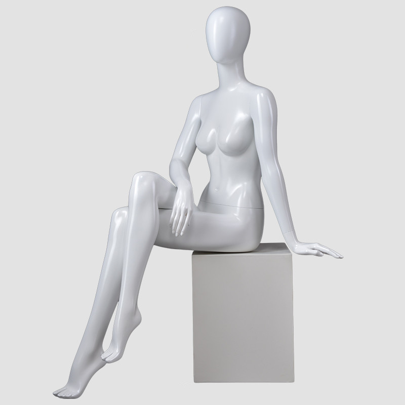 BDS Glossy wihite female sitting mannequin full body mannequin for dress