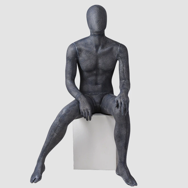 MPM-3 Sexy lifelike male mannequins sitting abstract male black mannequins