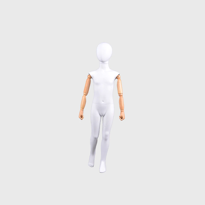 Flexible child kids mannequin child with wooden arms