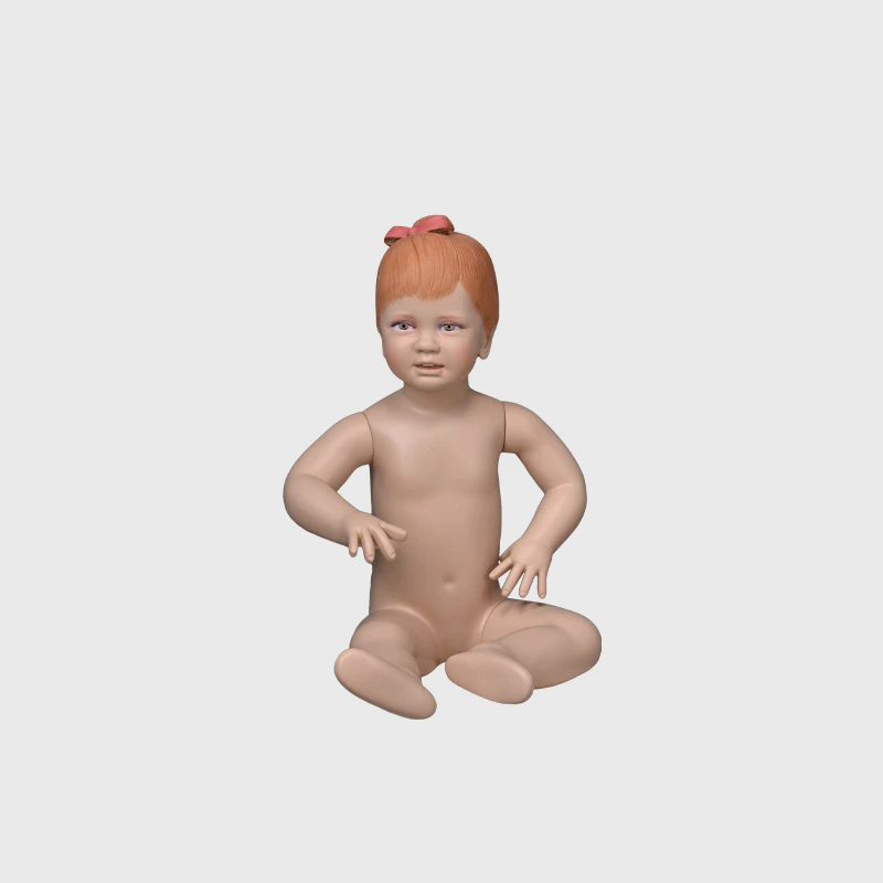 Cute baby realistic girl mannequin in skin color