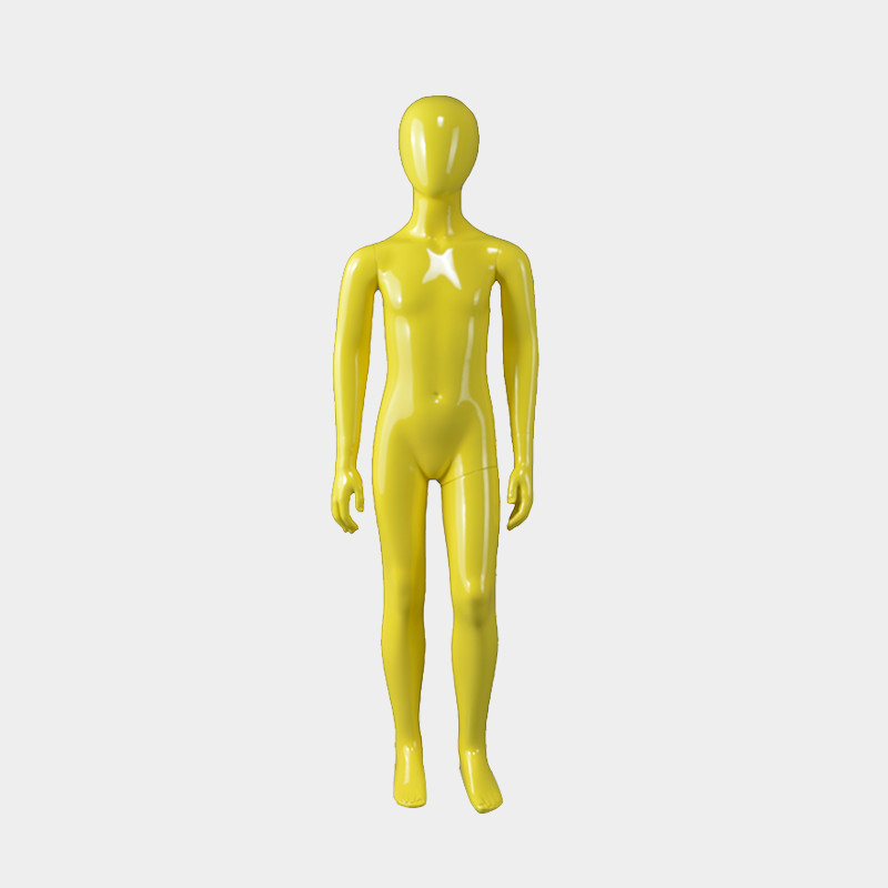 Glossy yellow color child mannqeuin for used in clothes