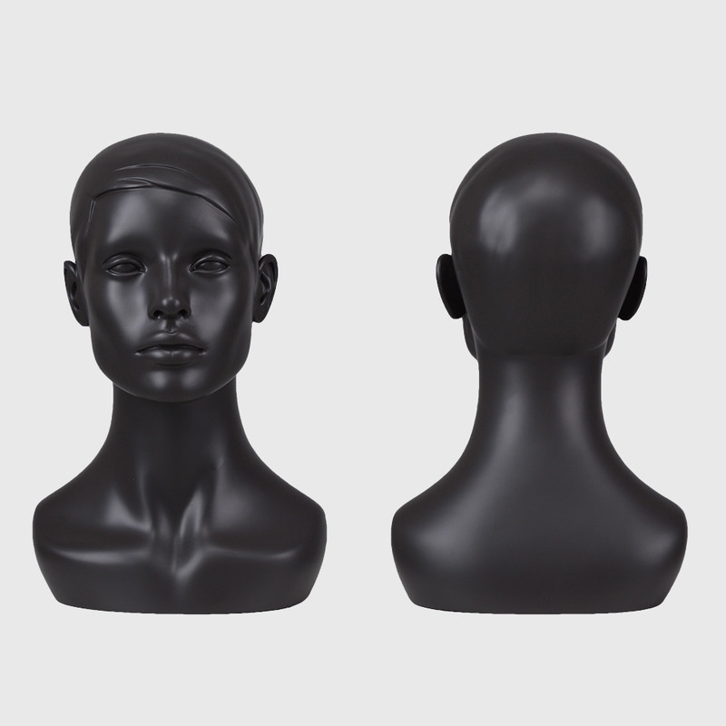 Realistic mannequin head black head mannequin for sale