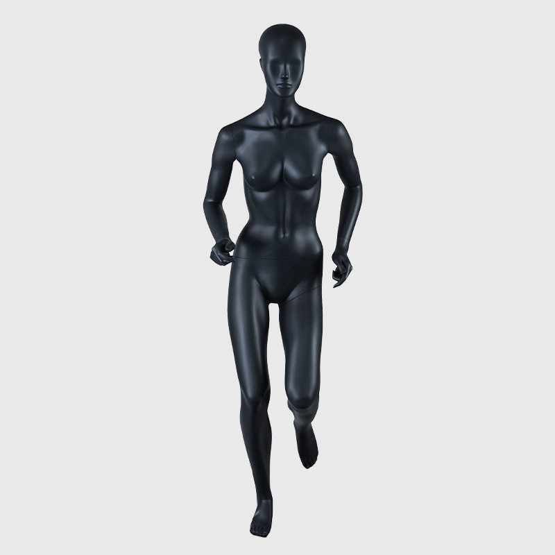 Realistic black sports female mannequin running