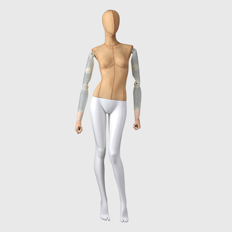 Full body female dress mannequin with fiberglass arms