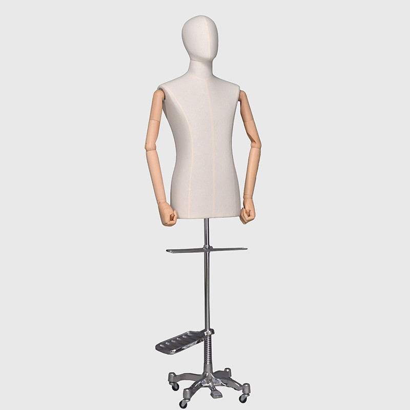 Linen dress forms male upper body mannequin with adjustable arms